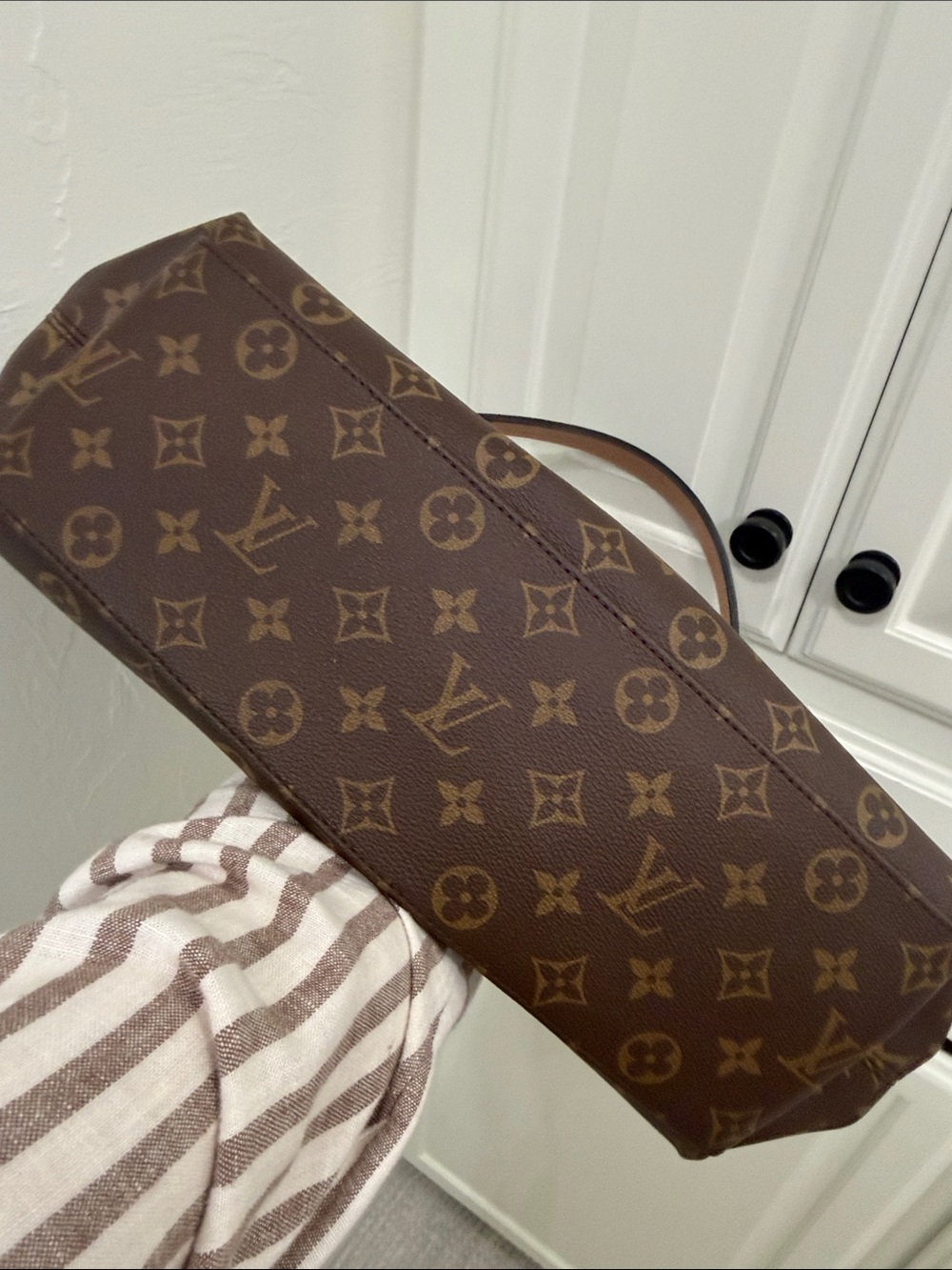 Tuileries Hobo Monogram Canvas Shoulder Bag with Black Trim and Red Accents - Picture 4 of 8